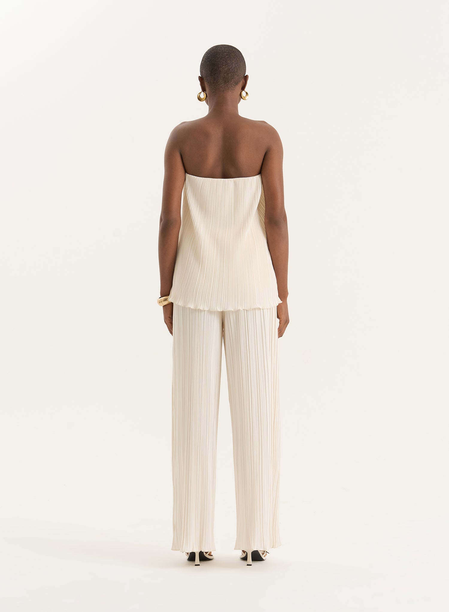 Cream Plisse Bandeau Top